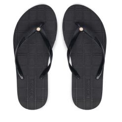 Japonki Barbour. Czarne klapki damskie Barbour, bez wzorów, bez obcasa, bez zapięcia. Za 179.99 zł.