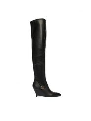 PINKO Kozaki Gwen 07 SD0647E028 Czarny. Czarne kozaki damskie Pinko, ze skóry, bez obcasa, na koturnie, bez zapięcia. Za 1,699.00 zł.