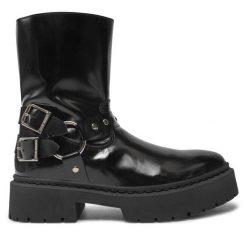 Botki Steve Madden. Czarne botki damskie Steve Madden, bez obcasa, na płaskiej podeszwie, bez zapięcia. Za 659.99 zł.