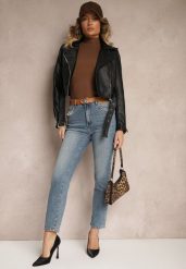 Niebieskie Jeansy o Kroju Regular Fit z Dodatkowym Ozdobnym Paskiem Delalithra. Niebieskie jeansy damskie Renee. Za 119.99 zł.
