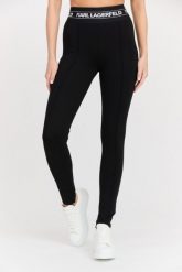 KARL LAGERFELD Czarne damskie legginsy Logo Elastic Punto Leggings, Rozmiar L. Czarne legginsy damskie KARL LAGERFELD, l, bez wzorów, z elastanu. W wyprzedaży za 499.99 zł.