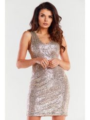 Awama Sukienka w kolorze beżowym rozmiar: XL. Brązowe sukienki damskie Awama, bez wzorów, bez ramiączek. Za 148.96 zł.