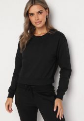 Czarna Bluza z Dodatkiem Bawełny Wykończona Ściągaczami Evilaya. Czarne bluzy damskie Born2be, l, bez wzorów, z bawełny, bez kaptura. Za 34.99 zł.