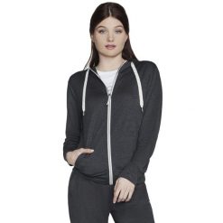 Bluza dresowa sportowa damska Godri Swift Full Zip Hoodie. Szare bluzy damskie Skechers, xs, bez wzorów, z dresówki, bez kaptura. Za 199.99 zł.