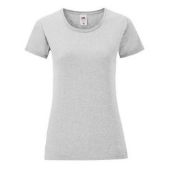 Koszulka Damska Iconic 150 Heather T-shirt. Szare bluzki damskie Fruit of the Loom, m, bez wzorów, bez kołnierzyka, bez ramiączek. Za 44.99 zł.