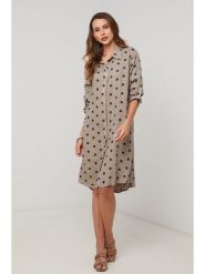 Lin Passion Lniana sukienka w kolorze szarobrązowym rozmiar: 36/38. Brązowe sukienki damskie Lin Passion, bez wzorów, ze lnu, klasyczne, bez ramiączek. Za 173.99 zł.