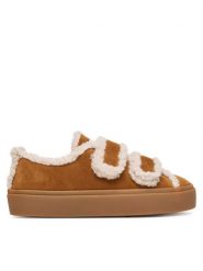 Inuikii Sneakersy Shearling Low Velcro 1001.001.0231 Brązowy. Brązowe obuwie sportowe damskie Inuikii, ze skóry, bez zapięcia. Za 985.00 zł.