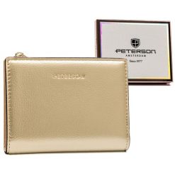 Portfel damski Peterson PTN 003-HRH złoty. Żółte portfele damskie Peterson, bez wzorów, ze skóry ekologicznej. Za 79.99 zł.