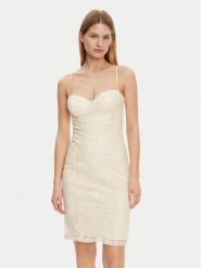 Guess Sukienka koktajlowa W5GK0N KCVJ0 Beżowy Regular Fit. Brązowe sukienki damskie Guess, z aplikacjami, z syntetyku, wizytowe, bez ramiączek. Za 609.99 zł.