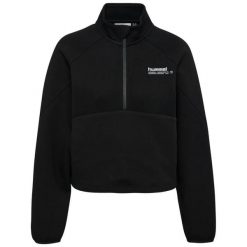 Damska bluza z zamkiem błyskawicznym Hummel Tech Fleece Boxy. Czarne bluzy damskie Hummel, bez wzorów, bez kaptura. Za 344.50 zł.