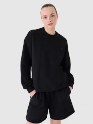 4F Bluza dresowa nierozpinana bez kaptura uniseks - czarna XS. Czarne bluzy damskie 4F, xs, bez wzorów, z bawełny, bez kaptura. W wyprzedaży za 69.99 zł.