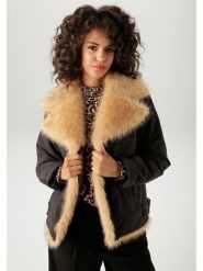 Aniston Kurtka przejściowa w kolorze czarno-karmelowym rozmiar: 34. Czarne kurtki damskie Aniston, bez wzorów, bez kaptura. Za 144.58 zł.