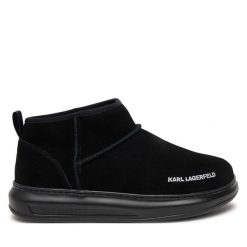 Botki KARL LAGERFELD. Czarne botki damskie KARL LAGERFELD, bez obcasa, na płaskiej podeszwie, bez zapięcia. Za 639.99 zł.