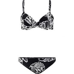 Bikini na fiszbinach (2 części) bonprix czarno-biały. Czarne bikini bonprix. Za 59.99 zł.