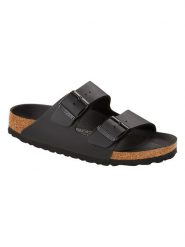 Birkenstock Klapki "Arizona" w kolorze czarnym rozmiar: 42. Czarne klapki damskie Birkenstock, bez wzorów, z otwartym noskiem, bez obcasa, bez zapięcia. Za 375.55 zł.