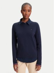 Tommy Hilfiger Sweter WW0WW44984 Granatowy Regular Fit. Niebieskie swetry klasyczne damskie Tommy Hilfiger, m, z bawełny, bez kołnierzyka. Za 299.99 zł.