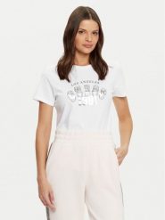 Guess T-Shirt V5RI06 I3Z14 Biały Regular Fit. Białe t-shirty damskie Guess, xs, z aplikacjami, z bawełny, bez kołnierzyka. Za 99.99 zł.