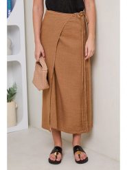 Rodier Lin Lniana spódnica w kolorze karmelowym rozmiar: XL/XXL. Brązowe spódnice damskie Rodier Lin, xl, z aplikacjami, ze lnu, maxi. Za 122.96 zł.