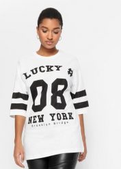 T-shirt oversize z czystej bawełny organicznej. Białe t-shirty damskie bonprix, bez wzorów, z bawełny, bez kołnierzyka. Za 62.99 zł.