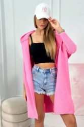 Sweter z wełną typu nietoperz jasno różowy. Czerwone kardigany damskie KESI, l, bez wzorów, z elastanu. Za 278.10 zł.