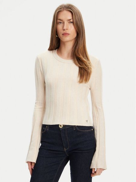 Guess Sweter W5YR13 Z3OT0 Beżowy Regular Fit. Brązowe swetry klasyczne damskie Guess, xxl, z syntetyku, bez kołnierzyka. Za 199.99 zł.