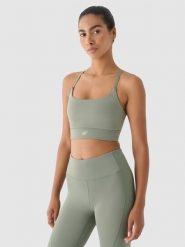 4F Biustonosz treningowy z niskim wsparciem - oliwkowy/khaki M. Brązowe biustonosze sportowe damskie 4F, bez wzorów, z dzianiny. W wyprzedaży za 59.99 zł.