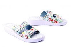 SANITAL FLEX KF-02 multi white, klapki damskie. Białe klapki damskie Sanital-Flex, bez wzorów, bez obcasa, na koturnie, bez zapięcia. Za 84.99 zł.