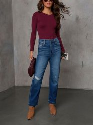 LA Angels Koszulka w kolorze bordowym rozmiar: L. Czerwone koszulki damskie LA Angels, l, bez wzorów, bez kołnierzyka, bez ramiączek. Za 130.99 zł.