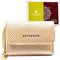 Portfel damski Peterson PTN 423229-DSL złoty. Żółte portfele damskie Peterson, bez wzorów. Za 61.99 zł.