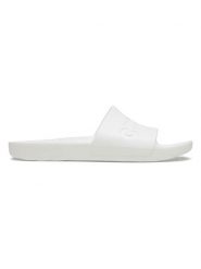 Crocs Klapki "Crocs Slide" w kolorze białym rozmiar: 36/37. Białe klapki damskie Crocs, bez wzorów, z otwartym noskiem, bez obcasa, bez zapięcia. Za 79.21 zł.