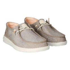 HeyDude Damskie Mokasyny Wendy Metallic Sparkle. Brązowe mokasyny damskie Hey dude, z materiału, bez obcasa. Za 359.00 zł.