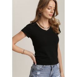 Czarny T-shirt Mirasura. Czarne t-shirty damskie Renee, l, bez wzorów, z dzianiny, bez kołnierzyka. Za 24.99 zł.