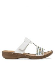 Rieker Klapki 60867-80 Biały. Białe klapki damskie Rieker, bez wzorów, z syntetyku, bez obcasa, bez zapięcia. Za 279.99 zł.
