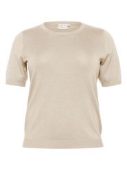 KAFFE curve Sweter w kolorze beżowym rozmiar: XL. Brązowe swetry klasyczne damskie KAFFE curve, xl, bez kołnierzyka. Za 109.78 zł.