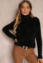 Czarny Golf Wełniany Kedrindas. Czarne golfy damskie Renee, m, bez wzorów, z tkaniny, bez ramiączek. Za 59.99 zł.
