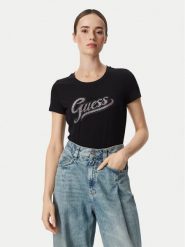 Guess T-Shirt W6YI21 K4337 Czarny Regular Fit. Czarne t-shirty damskie Guess, m, z aplikacjami, z bawełny, bez kołnierzyka. Za 154.99 zł.