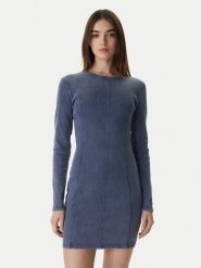 HUGO Sukienka dzianinowa Nopal 50552814 Niebieski Slim Fit. Niebieskie sukienki damskie Hugo, bez wzorów, z bawełny, bez ramiączek. Za 599.99 zł.