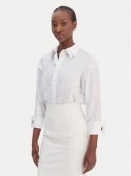 Elisabetta Franchi Koszula CA-141-61E2-V390 Biały Regular Fit. Białe koszule damskie Elisabetta Franchi, bez wzorów, z bawełny, bez kołnierzyka, bez ramiączek. Za 1,659.00 zł.