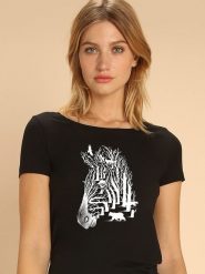 WOOOP Koszulka "Zebra" w kolorze czarnym rozmiar: L. Czarne bluzki damskie Wooop, l, bez wzorów, bez kołnierzyka, bez ramiączek. Za 83.42 zł.