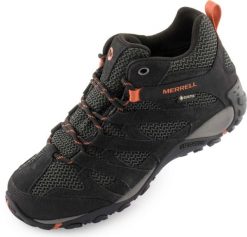 Merrell Alverstone Mid GTX damskie buty outdoor czarne. Czarne obuwie trekkingowe damskie z gore-texu, bez zapięcia. Za 615.99 zł.