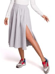 Be Wear Spódnica w kolorze jasnoszarym rozmiar: XXL/3XL. Szare spódnice damskie Be Wear, xl, bez wzorów, midi. Za 142.45 zł.