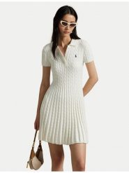 Polo Ralph Lauren Sukienka dzianinowa 211966310002 Biały Regular Fit. Białe sukienki damskie Polo Ralph Lauren, bez wzorów, z bawełny, bez ramiączek. Za 1,659.00 zł.