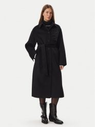 KARL LAGERFELD Płaszcz wełniany B4W15013 Czarny Regular Fit. Czarne płaszcze damskie KARL LAGERFELD, na zimę, bez wzorów, z syntetyku, bez kaptura. Za 1,749.00 zł.