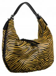 Miękka torebka Bestini zebra żółta 20098. Żółte torebki klasyczne damskie BESTINI, z lakierowanej skóry, lakierowane, bez dodatków. Za 109.99 zł.