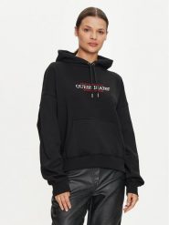 Guess Jeans Bluza W4YQ15 KC811 Czarny Regular Fit. Czarne bluzy damskie Guess Jeans, l, z aplikacjami, z bawełny, bez kaptura. Za 219.99 zł.