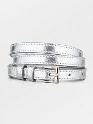 Becksöndergaard Skórzany pasek w kolorze srebrnym rozmiar: XS/S. Szare paski damskie Becksöndergaard, bez wzorów, z materiału. Za 113.99 zł.