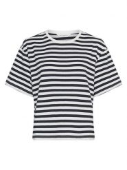 MOSS COPENHAGEN Koszulka "Kemba Bahara" w kolorze czarno-białym rozmiar: S/M. Białe bluzki damskie Moss Copenhagen, m, bez wzorów, z bawełny, bez kołnierzyka, bez ramiączek. Za 124.11 zł.