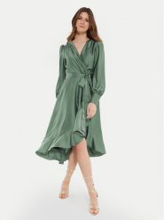 Swing Sukienka koktajlowa 5AE29200 Zielony Relaxed Fit. Zielone sukienki damskie Swing, bez wzorów, z syntetyku, wizytowe, bez ramiączek. Za 839.99 zł.