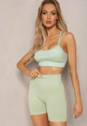Jasnozielone Szorty Push-Up z Wysokim Stanem Adalama. Zielone spodenki sportowe damskie Renee, s, bez wzorów, z podwyższonym stanem. Za 24.99 zł.