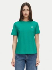 Tommy Hilfiger T-Shirt Logo Embroidery WW0WW48699 Zielony Regular Fit. Zielone t-shirty damskie Tommy Hilfiger, l, bez wzorów, z bawełny, bez kołnierzyka. Za 169.99 zł.